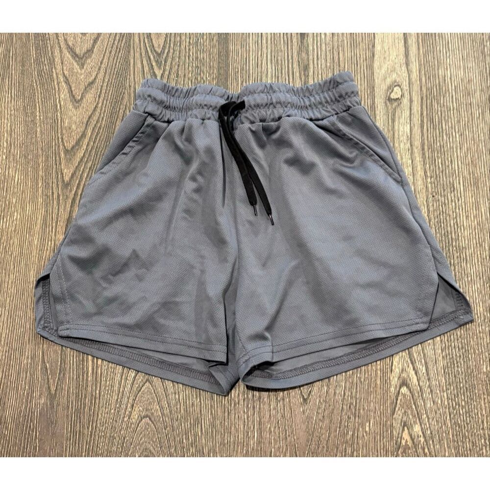 Boys Activewear Shorts High Rise Elastic Waist Slash Pockets Pull-On Gray Size M